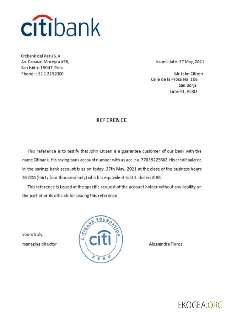 Pérou , Citibank , reference